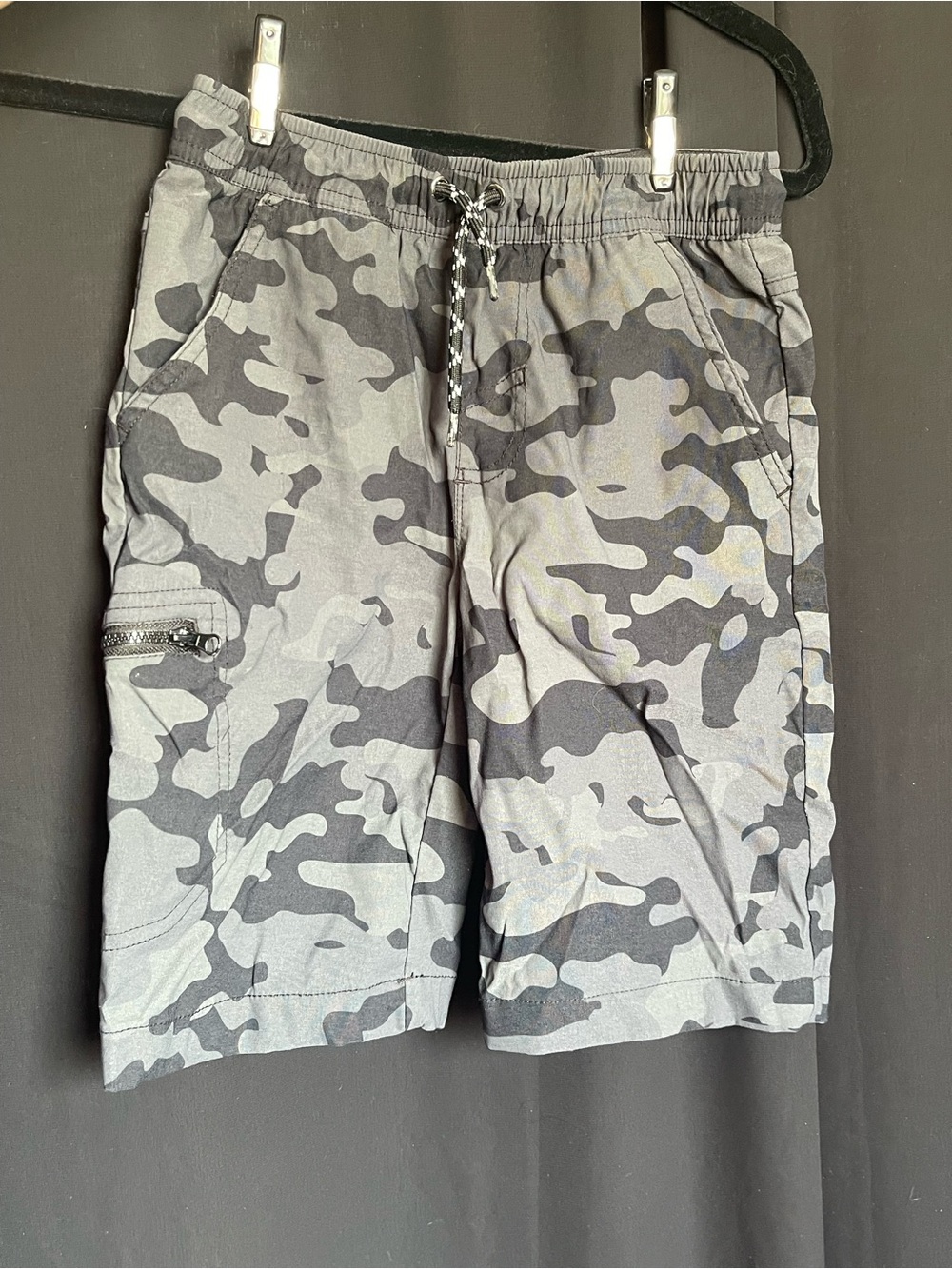 Weatherproof Gray & Black Camo Kids Cargo Shorts